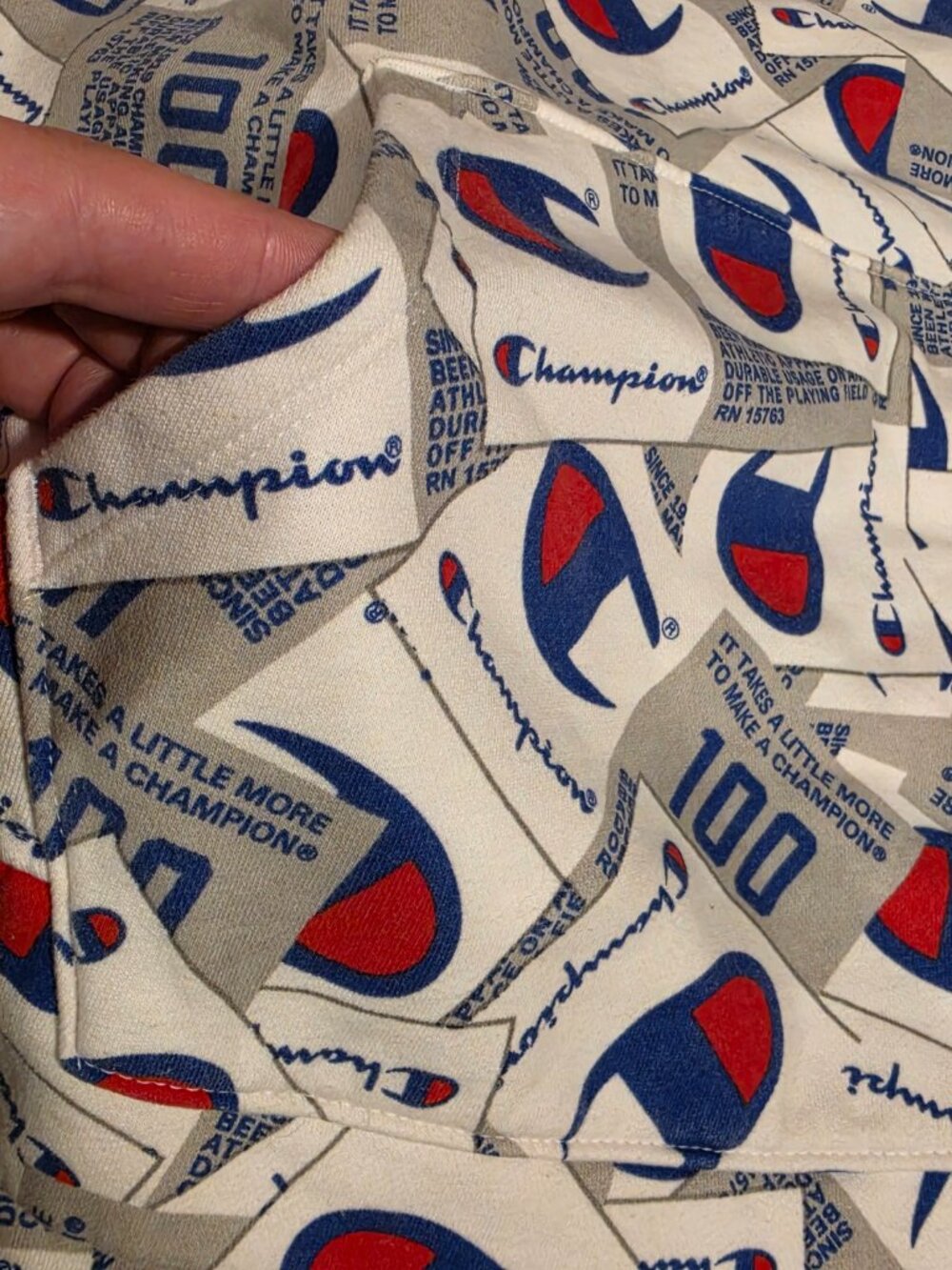 Champion 100 Years All Over Print Logo Hoodie Medium - Picture 6 of 9